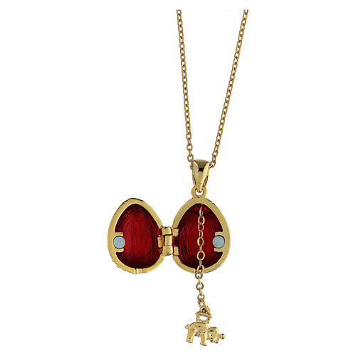 Russian Imperial egg necklace openable red 3