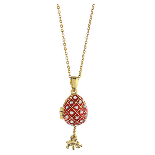 Russian Imperial egg necklace openable red 5