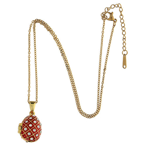 Russian Imperial egg necklace openable red 6