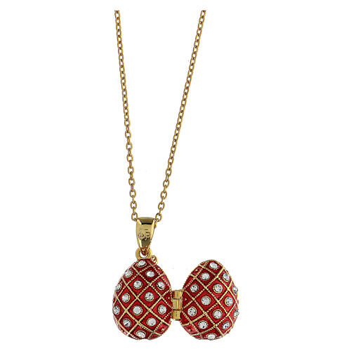 Russian Imperial egg necklace openable red 7