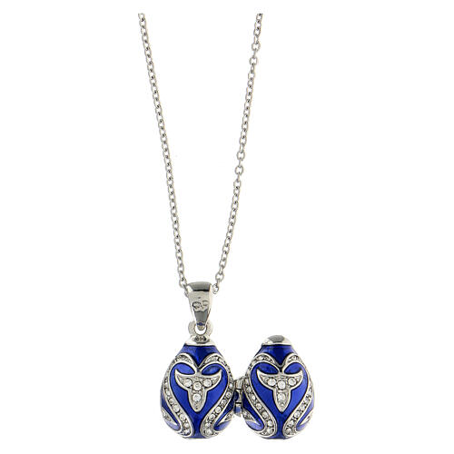Blue opening pendant, Russian Imperial egg style, stylised pattern 7