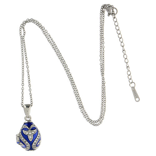 Pendentif ouvrant style impériale russe oeuf bleu ciel motif abstrait 6