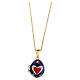 Blue opening pendant, Russian Imperial egg style, heart and flowers s1