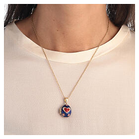 Fabergé egg necklace openable blue with heart