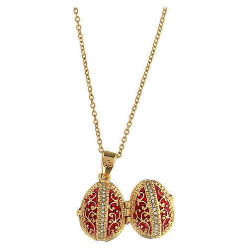 Red Russian Imperial egg necklace openable 7