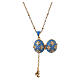 Light blue opening pendant, Russian Imperial egg style, floral pattern s3