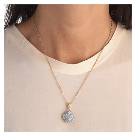 Light blue Russian Imperial egg necklace openable steel