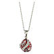 Opening pendant in Russian Imperial egg style, red and silver, curved lines and leaves s1