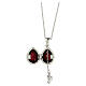 Opening pendant in Russian Imperial egg style, red and silver, curved lines and leaves s3