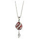 Opening pendant in Russian Imperial egg style, red and silver, curved lines and leaves s5