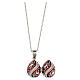 Opening pendant in Russian Imperial egg style, red and silver, curved lines and leaves s6