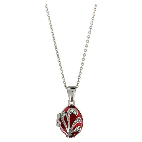 Red opening pendant, Russian Imperial egg style, silver pattern 1