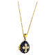 Dark blue opening pendant, Russian Imperial egg style, budded cross and star s1