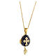 Dark blue opening pendant, Russian Imperial egg style, budded cross and star s5