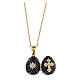 Dark blue opening pendant, Russian Imperial egg style, budded cross and star s6