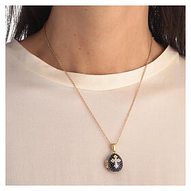 Russian Imperial egg necklace openable dark blue steel
