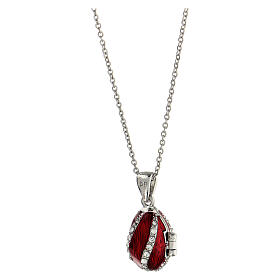 Burgundy opening pendant, Russian Imperial egg style, curved lines