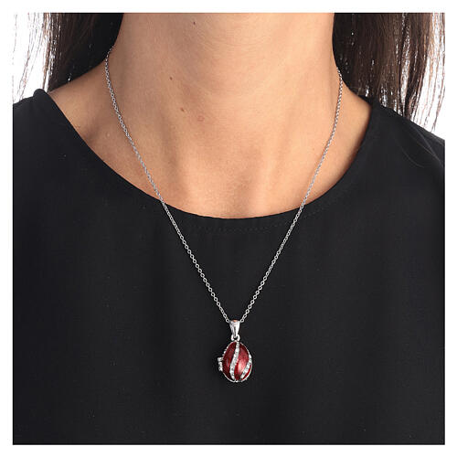 Burgundy opening pendant, Russian Imperial egg style, curved lines 2