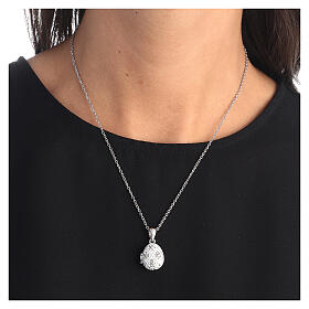 White Russian Imperial egg necklace openable stainless steel