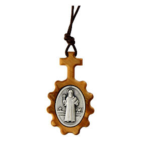 Single decade rosary medal holder, olivewood, 4 cm