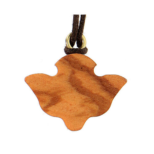 Olive wood dove pendant pink 2