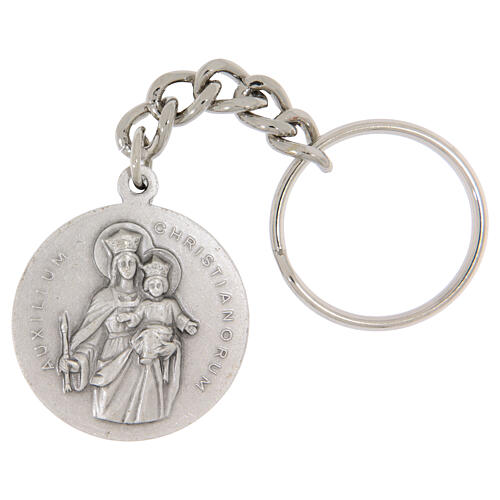 Porte-clés rond Don Bosco en laiton argenté 31 mm 2