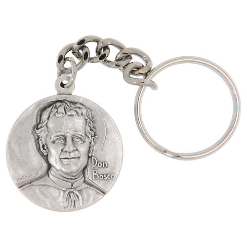 Portachiavi rotondo Don Bosco ottone argentato 31 mm 1