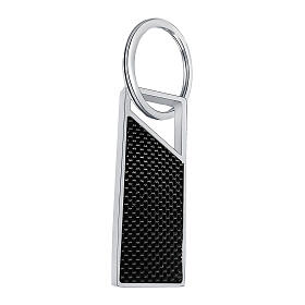 Rectangular keychain with stainless steel carbon fiber