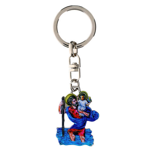 Aluminum Keychain Saint Christopher with Color, 40x25 mm 1