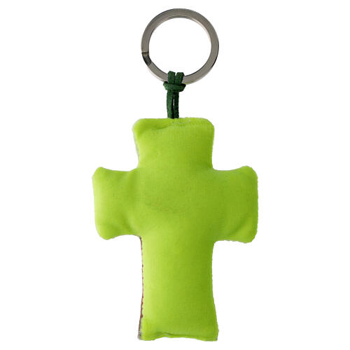 Keychain fabric cross Virgin of Silence 8x5 cm 3