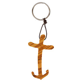 Keyring with cross, anchor of hope, olivewood, 2.5x1.5 in