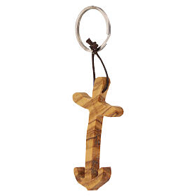Portachiavi con croce ancora della speranza ulivo 6x4 cm