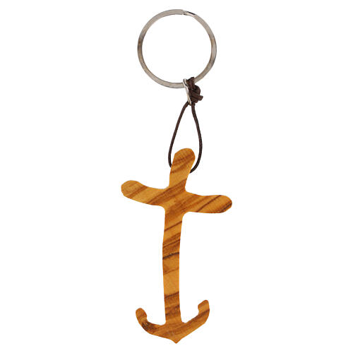 Keychain with olive wood anchor cross of Hope, 6x4 cm 1