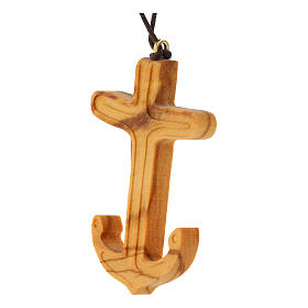 Collana Croce ancora della Salvezza in ulivo italiano 6x4 cm