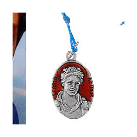 Collar Carlo Acutis esmalte rojo hilo azul