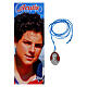 Collar Carlo Acutis esmalte rojo hilo azul s1