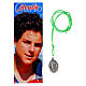 Collana con ciondolo Carlo Acutis corda verde fluo s1