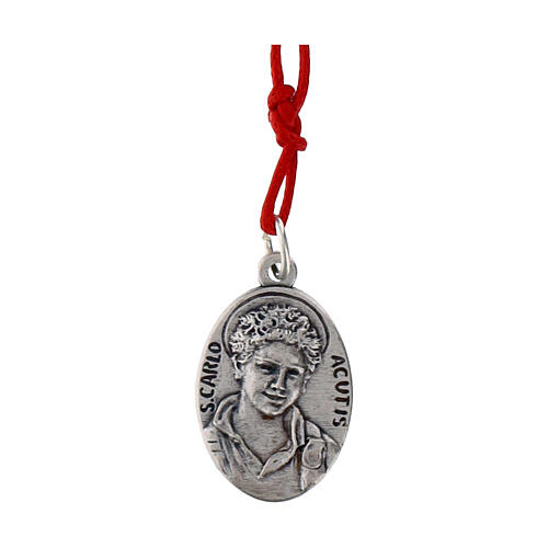 Kette mit Medaille „Carlo Acutis“, rote Kordel 2