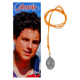 Necklace with Blessed Carlo Acutis pendant, orange rope