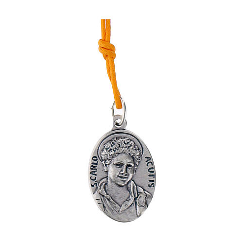 Necklace with Blessed Carlo Acutis pendant, orange rope 2
