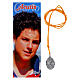 Necklace with Blessed Carlo Acutis pendant, orange rope s1