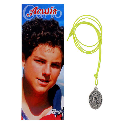 Collar de cuerda amarilla con colgante Carlo Acutis 1