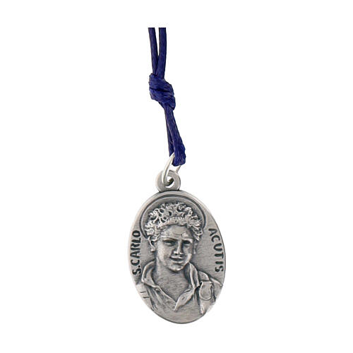 Collar con colgante Carlo Acutis cuerda azul 2