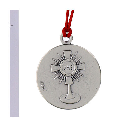 Kette mit Medaille „Carlo Acutis“, 30 mm, rote Kordel 3