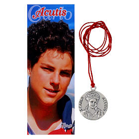 Collier avec fil rouge pendentif Carlo Acutis 30 mm