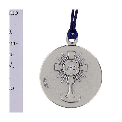 Kette mit Medaille „Carlo Acutis“, 30 mm, blaue Kordel 3