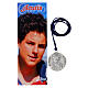 Collana ciondolo Carlo Acutis 30 mm con filo blu s1