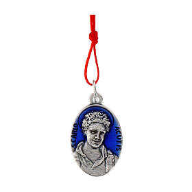 Colar Carlo Acutis esmalte azul fio vermelho