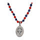 Collana Carlo Acutis corallo e lapislazzuli 4mm medaglia argento 20mm s2