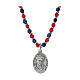 Collana Carlo Acutis corallo e lapislazzuli 4mm medaglia argento 20mm s1